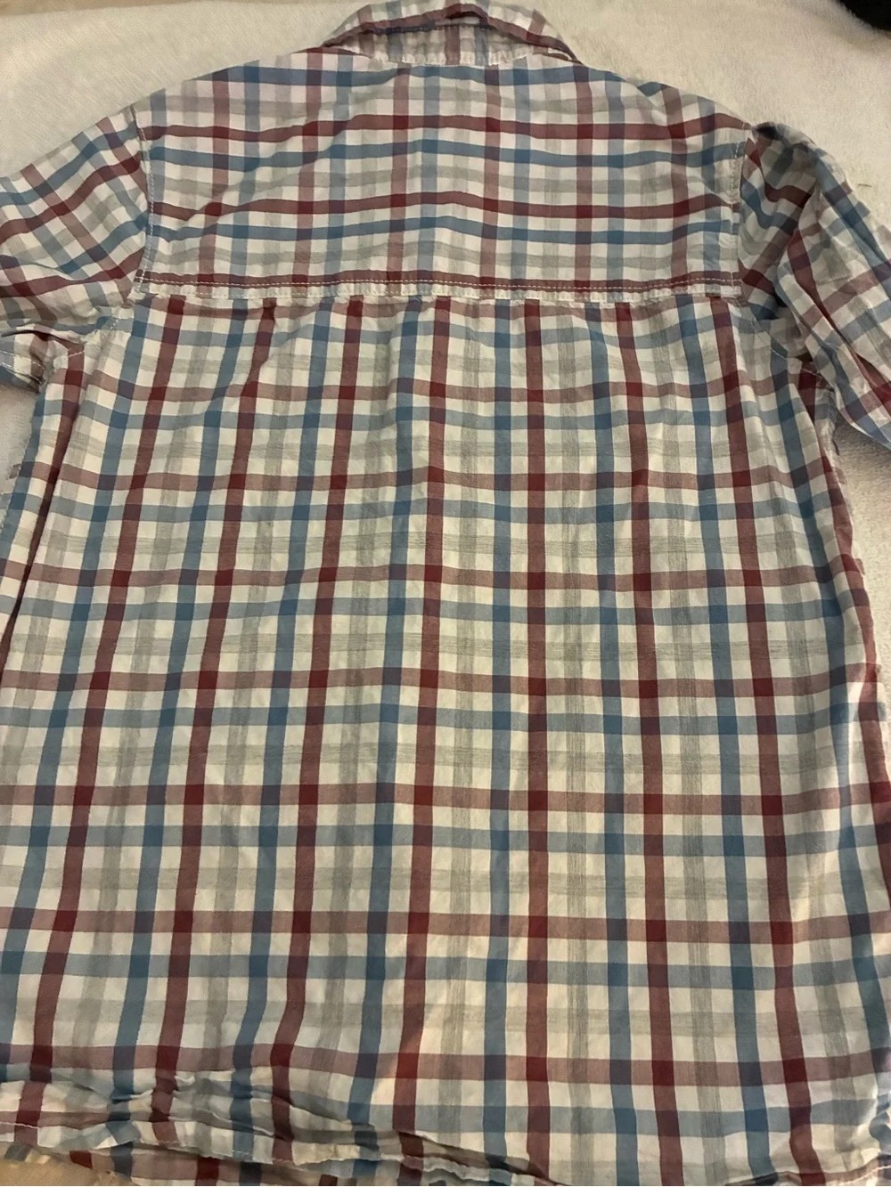 Pre-owned OshKosh B'gosh Youth’s Plaid Button-Down Shirt - White, Blue & Brown